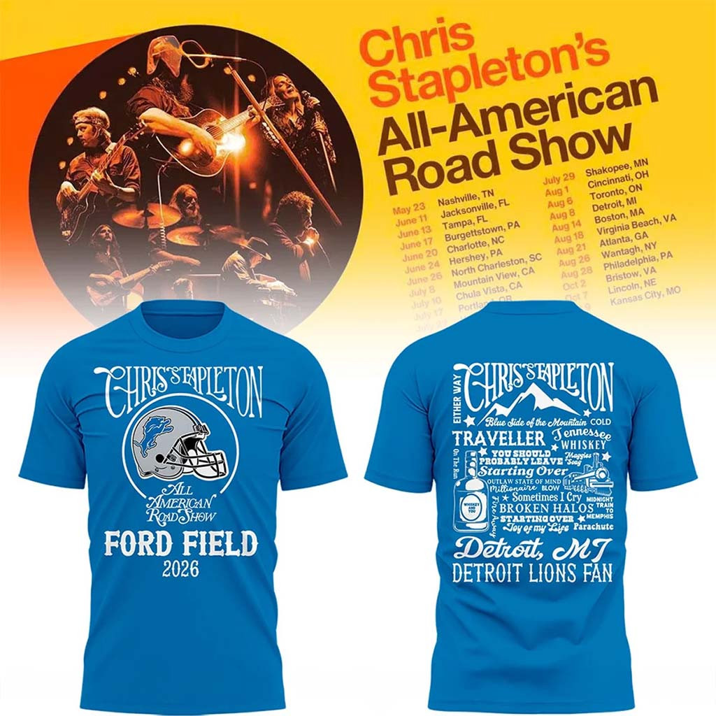 Detroit Lions X Chris Stapleton All American Road Show T-Shirt Lions Merch Gifts For Son - Kdjoy