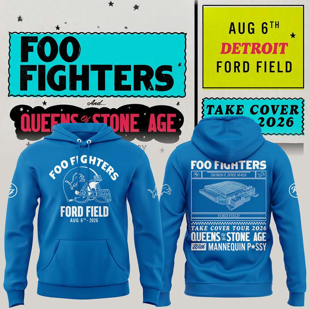 Detroit Lions X Foo Fighters Ford Field Hoodie FF Take Cover Tour 2026 Merch Gift For Fans - Kdjoy