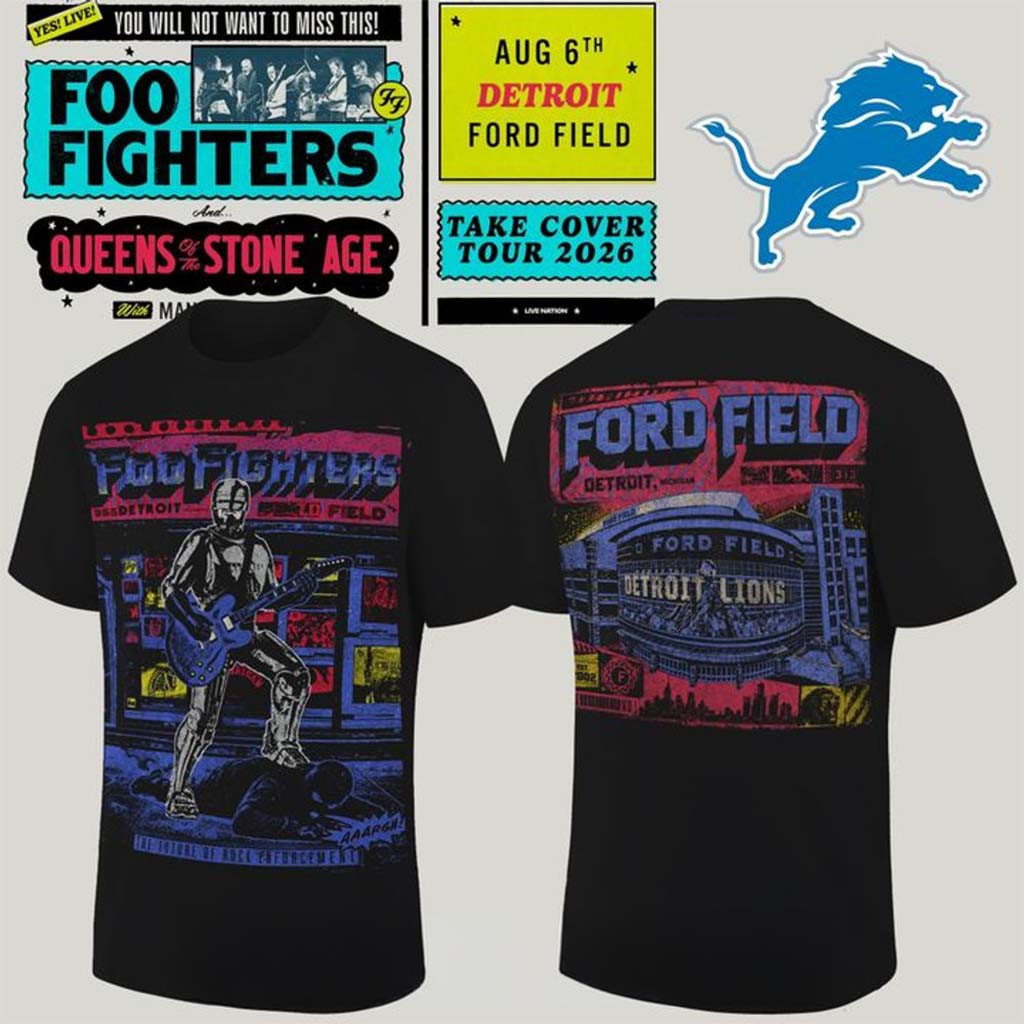 Detroit Lions X Foo Fighters Merch Take Cover Tour 2026 Special Shirt Best Gift For Fans - Kdjoy Detroit Lions X Foo Fighters Merch Take Cover Tour 2026 Special Shirt Best Gift For Fans - Kdjoy