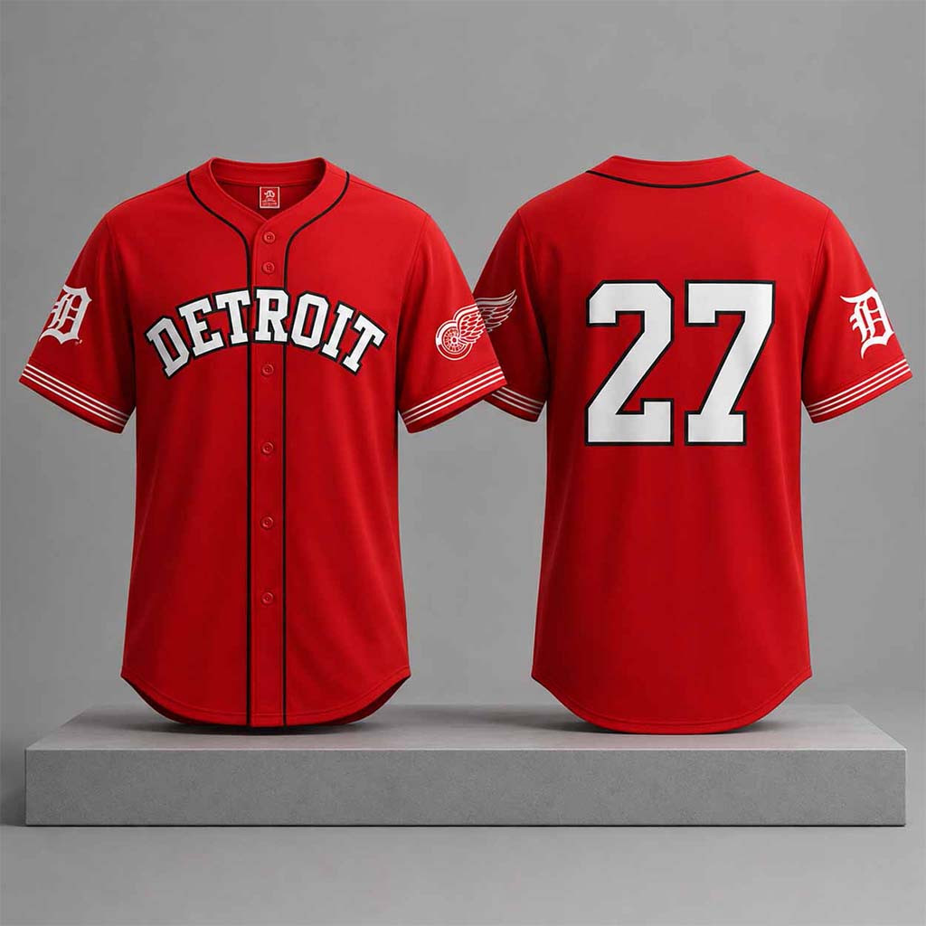 Detroit Red Wings x Detroit Tigers 2026 Baseball Jersey Best Gifts For Baseball Fans