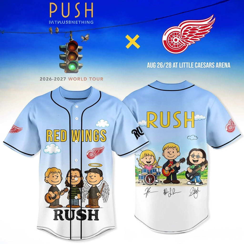 Detroit Red Wings X RUSH Fifty Something World Tour Jersey 2026 Fan Merch Concert Outfits - Kdjoy