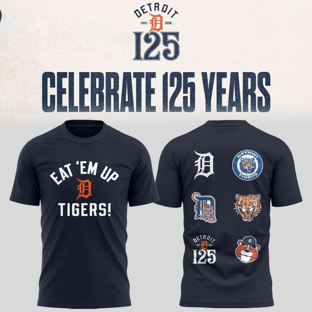 Detroit Tigers Eat Em Up Tigers 125th Anniversary T-Shirt Detroit Tigers Merch Present For Fans - Kdjoy Detroit Tigers Eat Em Up Tigers 125th Anniversary T-Shirt Detroit Tigers Merch Present For Fans - Kdjoy
