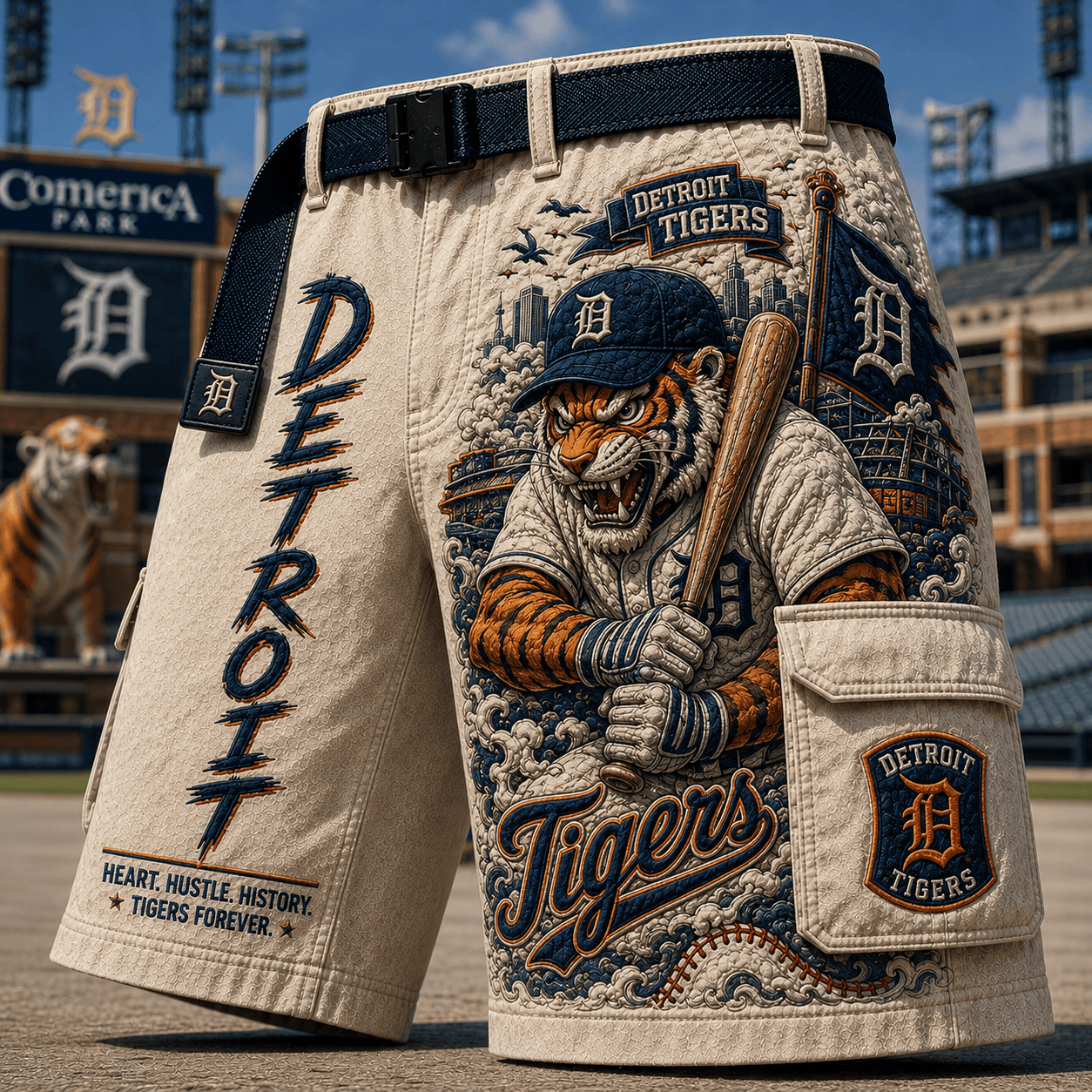 Detroit Tigers Merch Heart Hustle History Tigers Forever Shorts Birthday Gift For Him - Kdjoy