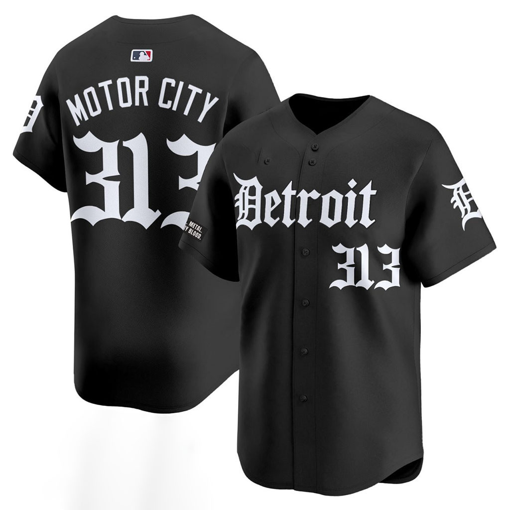 Detroit Tigers Motor City 313 Gothic Edition Jersey Detroit Tigers Merch Gift For Fans - Kdjoy