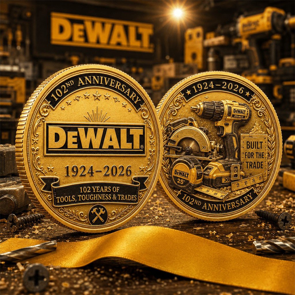 DeWalt 102nd Anniversary Commemorative Coin Built For The Trade Coin Gift For Fathers - Kdjoy DeWalt 102nd Anniversary Commemorative Coin Built For The Trade Coin Gift For Fathers - Kdjoy