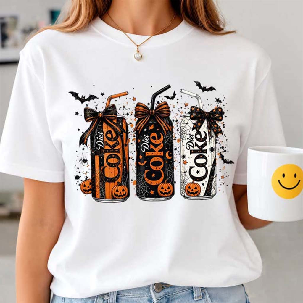 Diet Coke Spooky Soda Can Coquette Bow T-Shirt Cute Halloween Shirt Gift For Sisters - Kdjoy