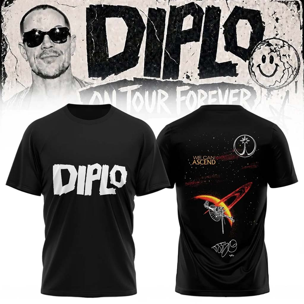 Diplo Merch 2026 On Tour Forever Signed T-Shirt Black Cool Gifts For DJ Lovers - Kdjoy