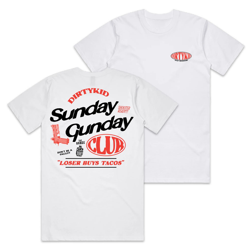 Dirty Kid Merch 2026 Sunday Gunday Club T-Shirt White Gift Ideas For Brothers - Kdjoy