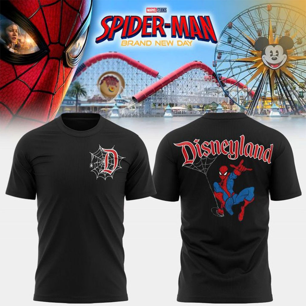 Disneyland X Spider-Man Brand New Day Black T-Shirt 2026 Spider-Man Merch Superhero Fan Gifts - Kdjoy
