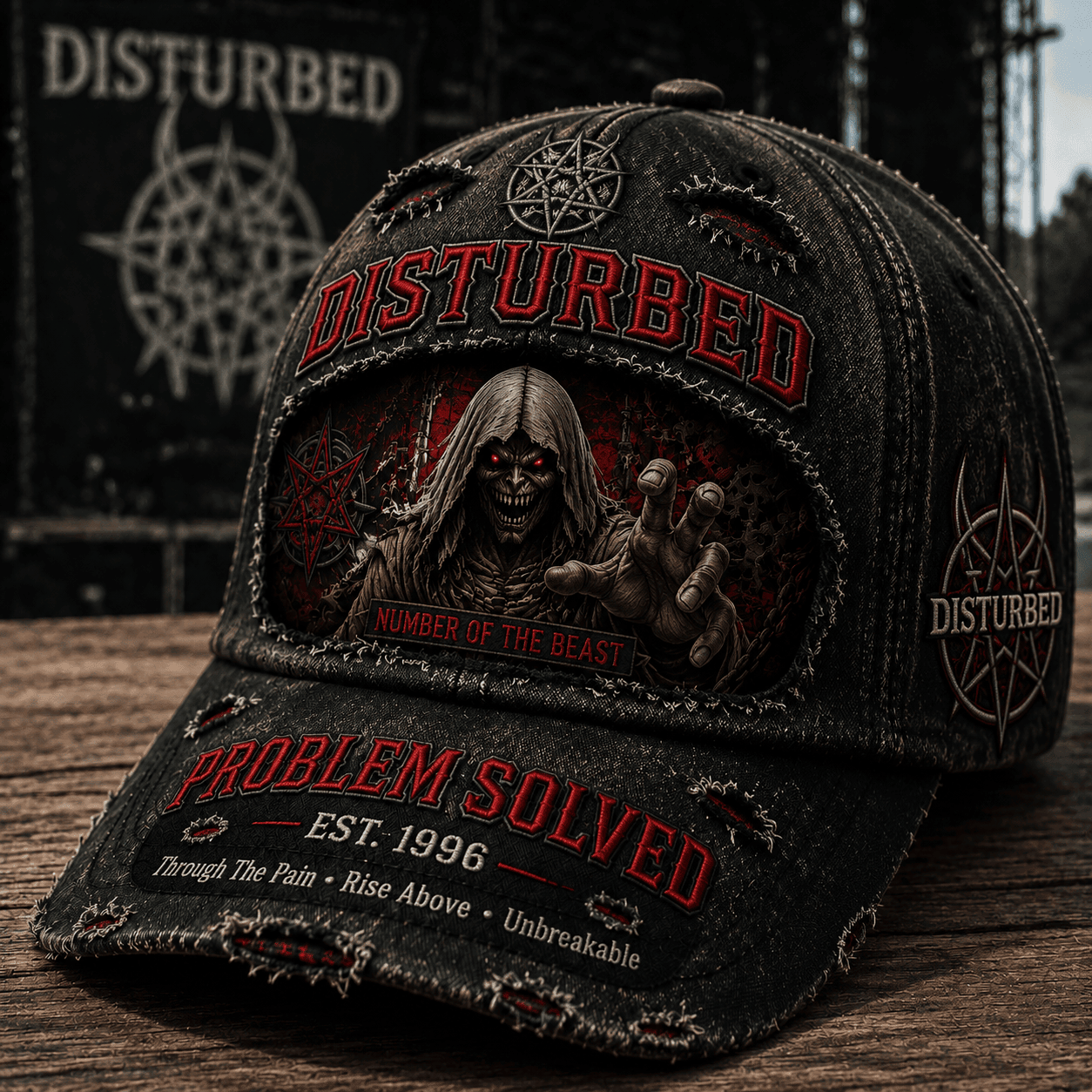 Disturbed Number Of The Beast Hat Problem Solved Hat Disturbed Band Merch Fan Gifts - Kdjoy