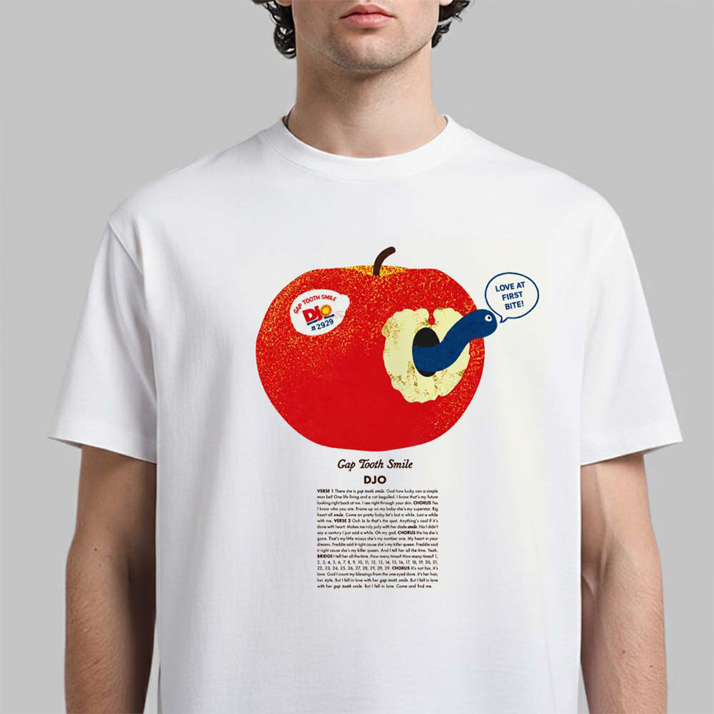 Djo With Tame Impala 2026 Summer Tour Merch Apple Gap Tooth Smile T-Shirt Gifts For BFF - Kdjoy Djo With Tame Impala 2026 Summer Tour Merch Apple Gap Tooth Smile T-Shirt Gifts For BFF - Kdjoy