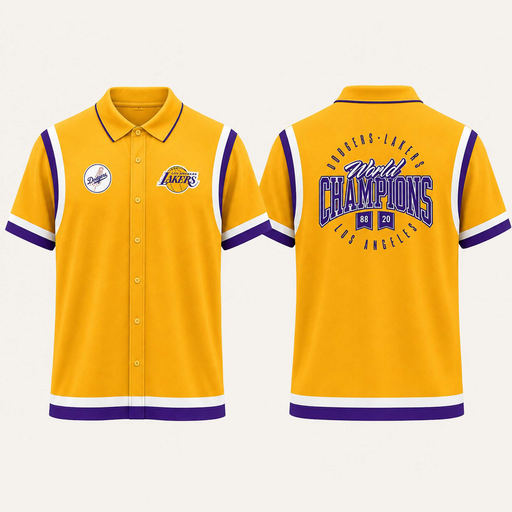 Dodgers Lakers Night 2026 Button Up Shirt Los Angeles Sports Apparel Gifts For Fans - Kdjoy