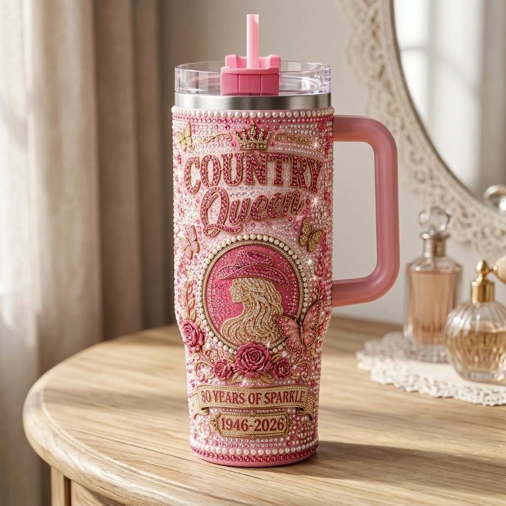Dolly Parton 80th Anniversary Country Queen Tumbler Dolly Parton Merch Gifts For Sister - Kdjoy