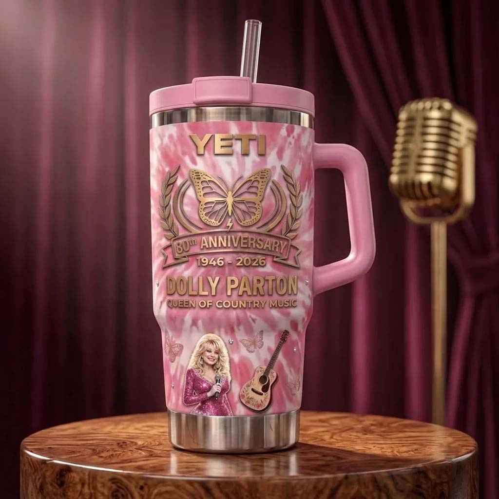 Dolly Parton 80th Anniversary Pink Stanley Tumbler Queen Of Country Music Dolly Parton Merch - Kdjoy