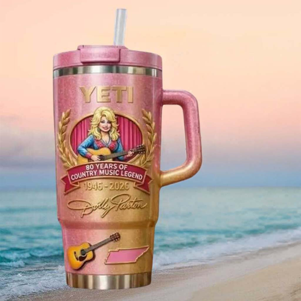 Dolly Parton Country Music Legend 80 Years Guitar Tumbler Dolly Parton Merch Gifts For Fans - Kdjoy