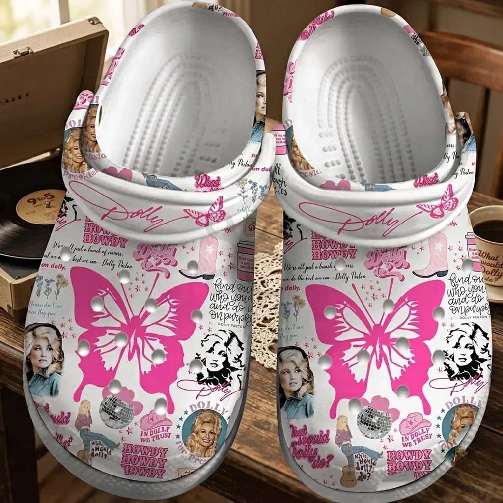 Dolly Parton Pink Butterfly Clogs Dolly Parton Merch Gift Ideas For Music Lovers