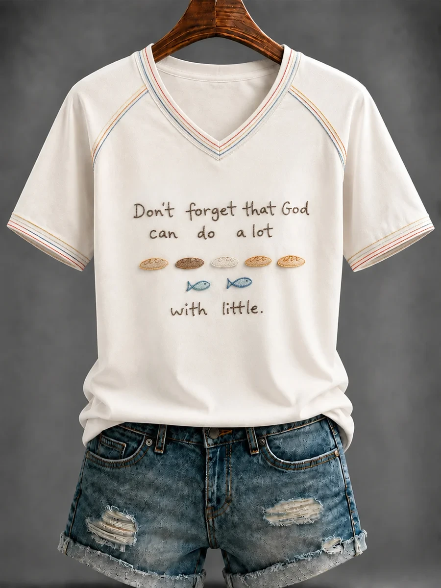 Don't Forget That God Can Do A Lot With Little V-Neck T-Shirt Christian Gifts For Friend - Kdjoy Don't Forget That God Can Do A Lot With Little V-Neck T-Shirt Christian Gifts For Friend - Kdjoy
