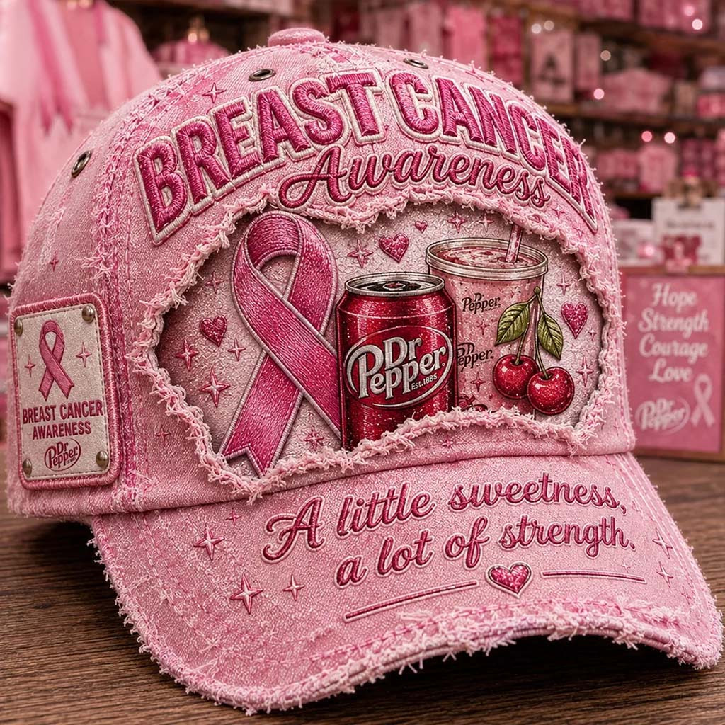 Dr Pepper Breast Cancer Awareness Pink Distressed Hat A Little Sweetness A Lot Of Strength Cap - Kdjoy
