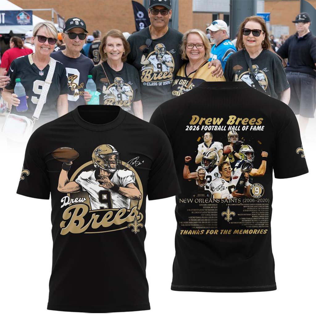 Drew Brees 2026 Football Hall of Fame Graphic T-Shirt NO Saints Merch Gift For Football Fans - Kdjoy