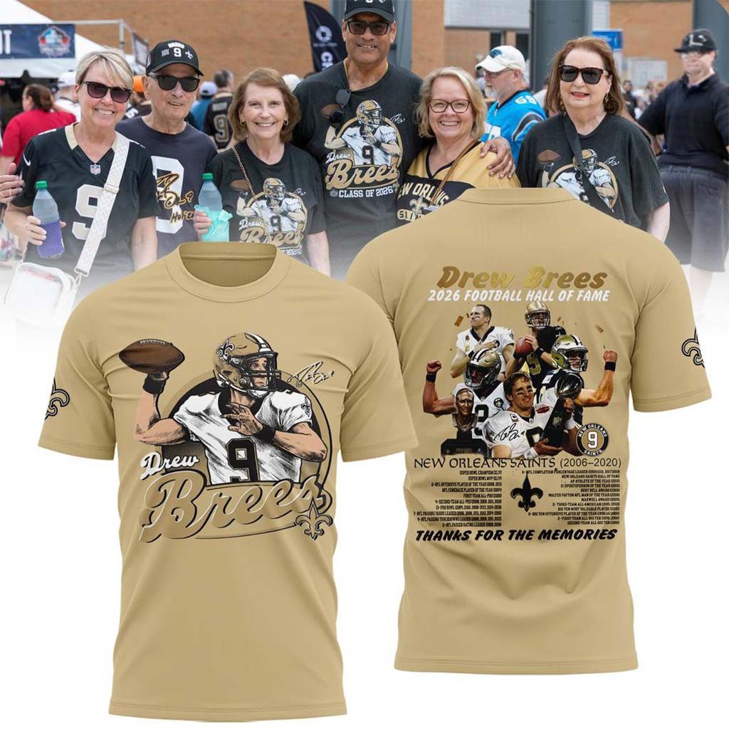 Drew Brees 2026 Football Hall of Fame Graphic T-Shirt NO Saints Merch Present For Football Fans - Kdjoy