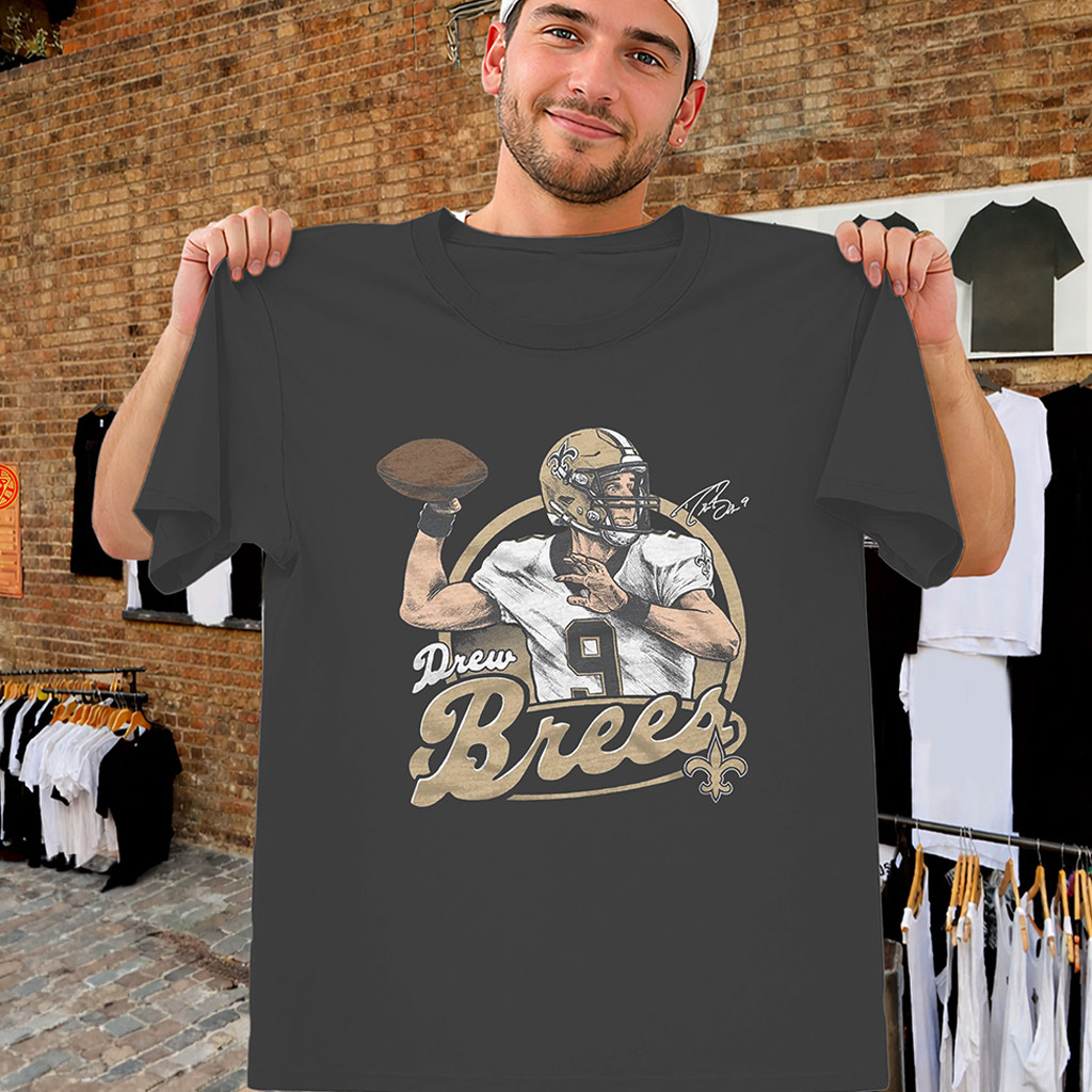 Drew Brees Saints Shirt Signature Number 9 Retro Football T-Shirt New Orleans Saints Merch