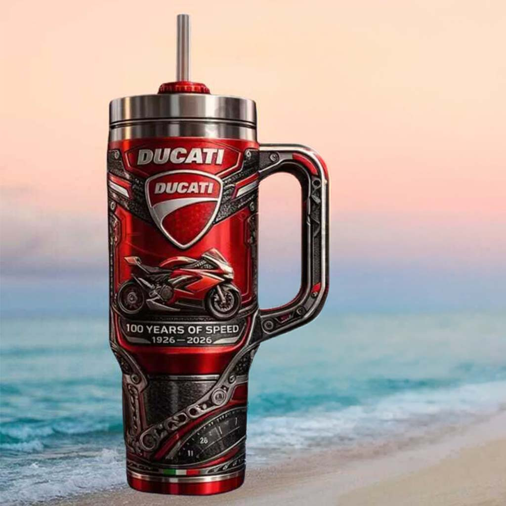 Ducati 100 Years Of Speed Motorcycle Heritage Tumbler Ducati Merch Gifts For Husband - Kdjoy Ducati 100 Years Of Speed Motorcycle Heritage Tumbler Ducati Merch Gifts For Husband - Kdjoy
