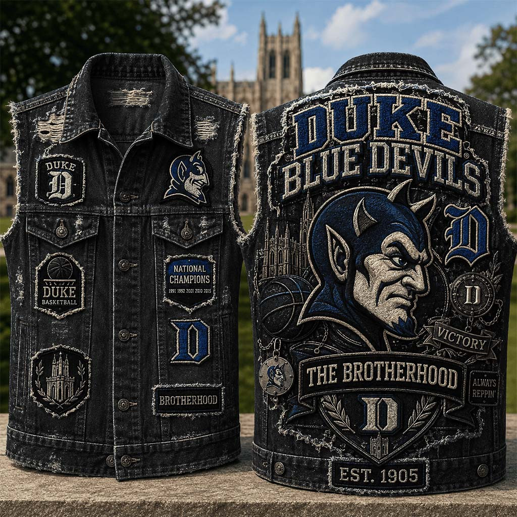 Duke Blue Devils The Brotherhood Denim Vest Always Reppin Duke Blue Devils Merch Fan Gifts - Kdjoy