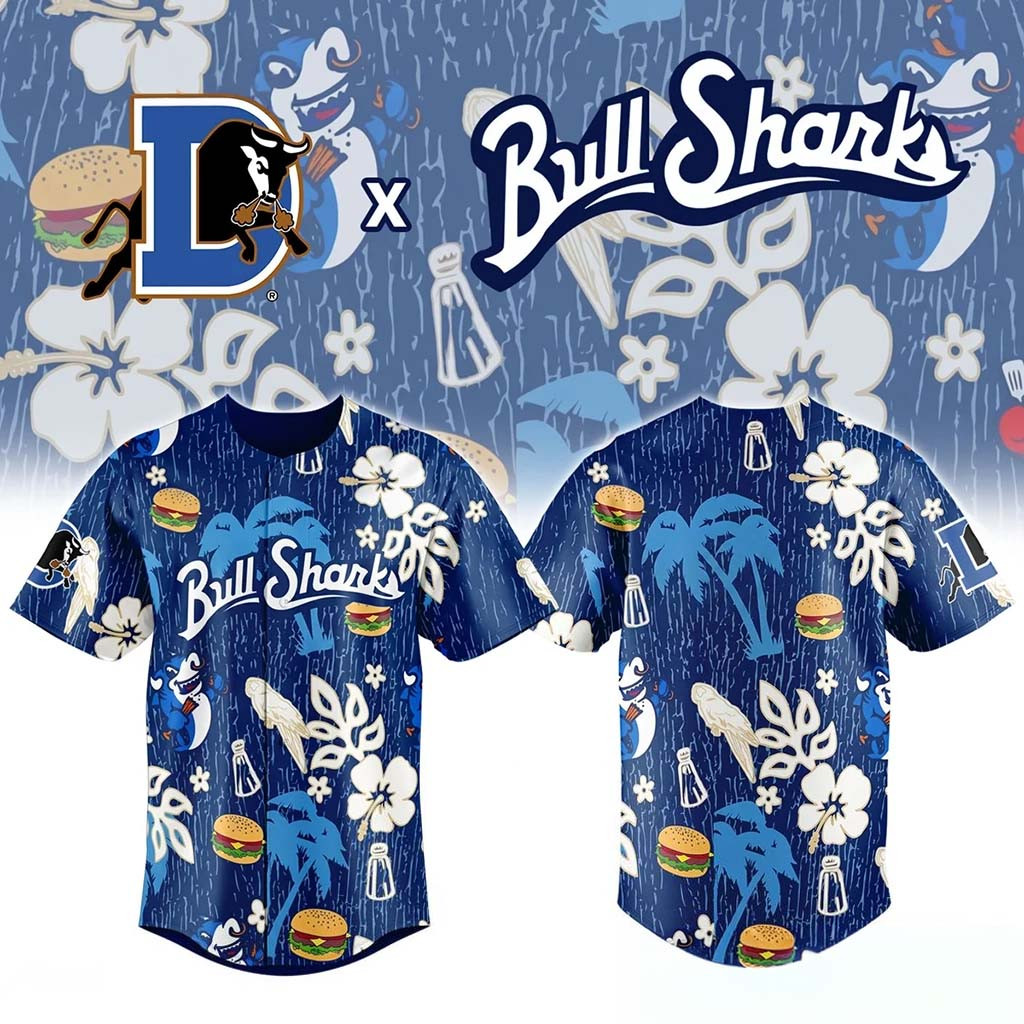 Durham Bulls Merch Bull Sharks X Margaritaville Jersey Tropical Themed Jersey Gift For Fans - Kdjoy Durham Bulls Merch Bull Sharks X Margaritaville Jersey Tropical Themed Jersey Gift For Fans - Kdjoy