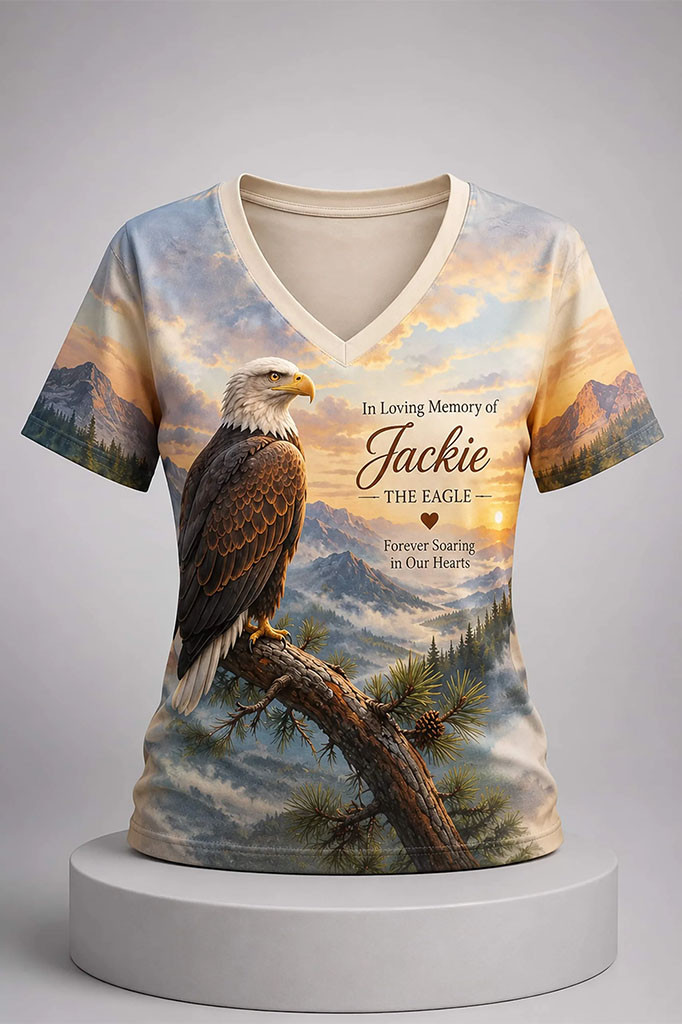 Eagle Deepest Condolences To Jackie May You Rest In Peace V-neck Shirt Jackie Memorial Shirt - Kdjoy