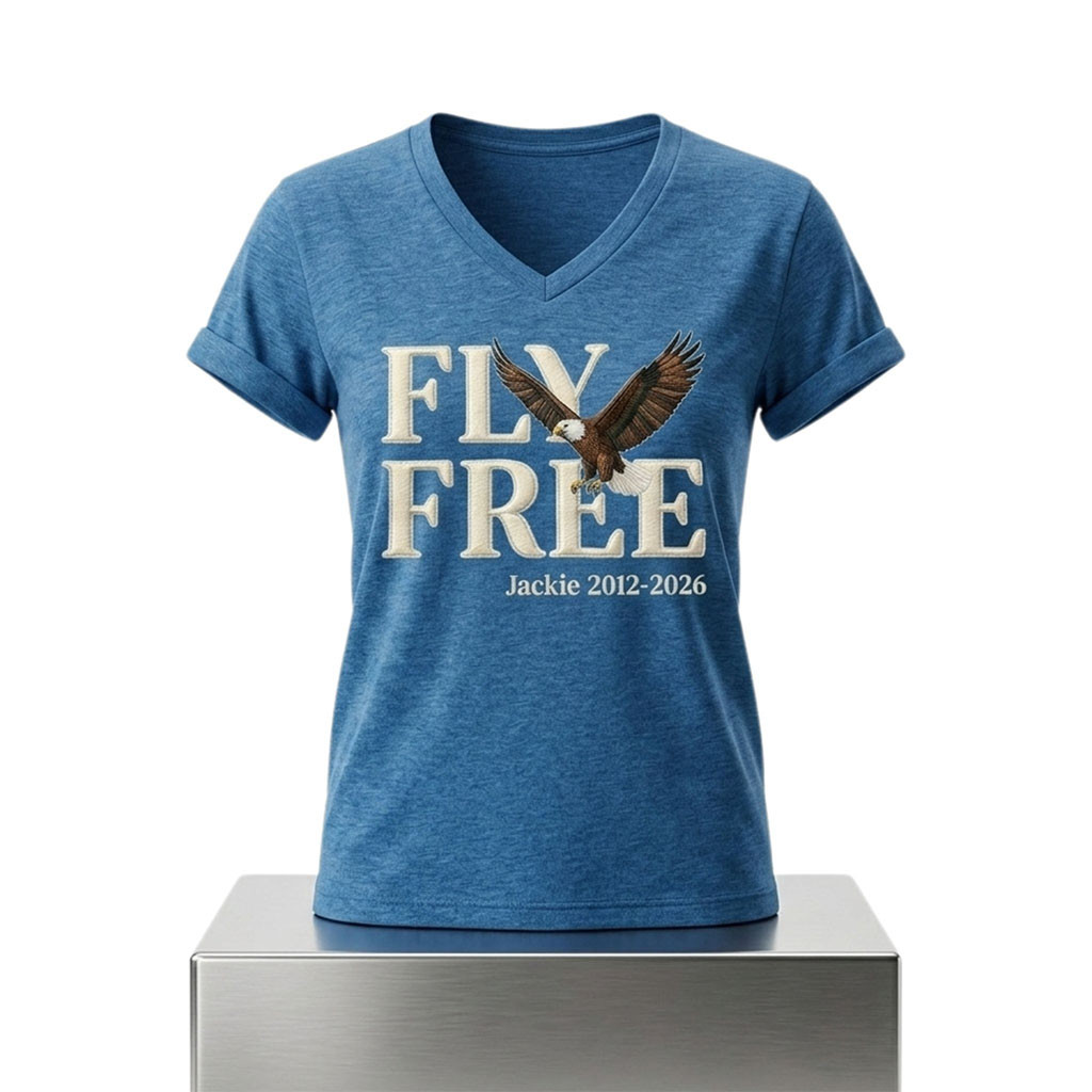 Eagle Fly Free Jackie 2012 2026 V-Neck Shirt In Loving Memory Jackie Clothing Gifts For BFF - Kdjoy