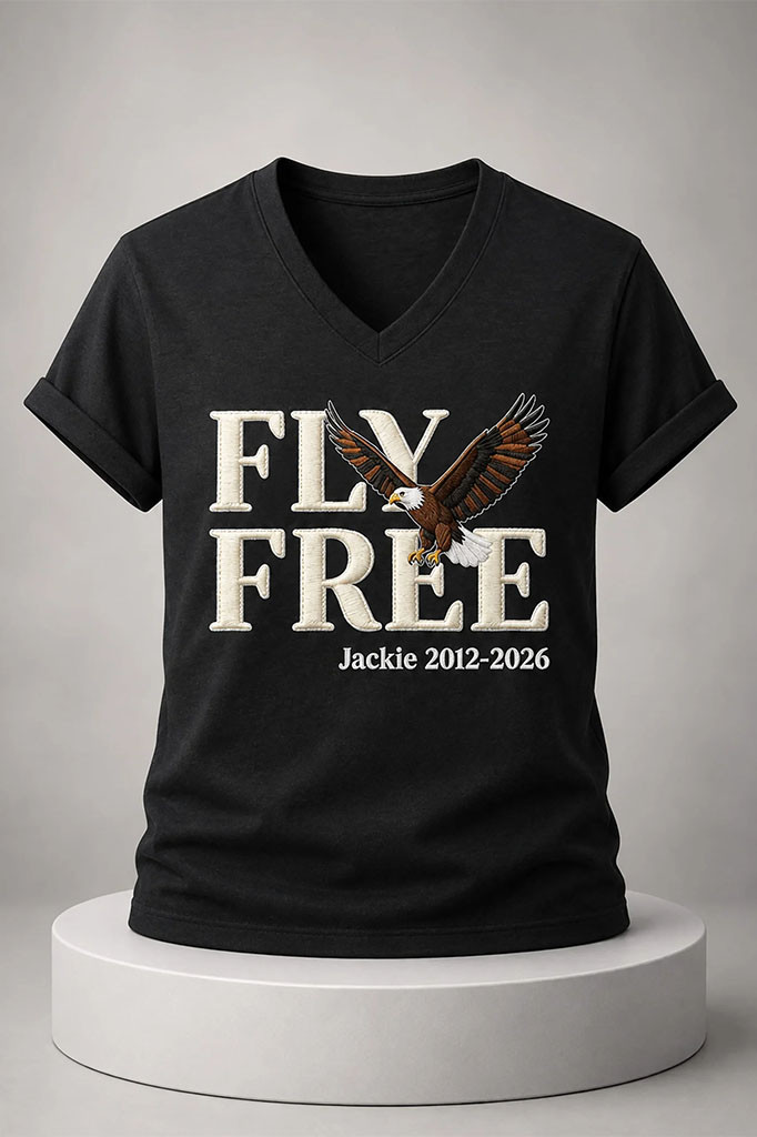 Eagle Fly Free Jackie 2012 2026 V-Neck Shirt Jackie Memorial Clothing Gifts For Her - Kdjoy