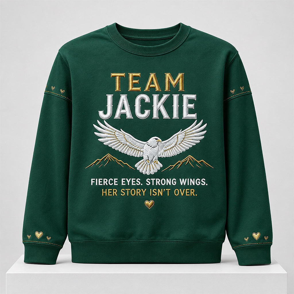 Eagle Team Jackie Fierce Eyes Strong Wings 2026 Sweatshirt Jackie Memorial Crewneck Green - Kdjoy Eagle Team Jackie Fierce Eyes Strong Wings 2026 Sweatshirt Jackie Memorial Crewneck Green - Kdjoy