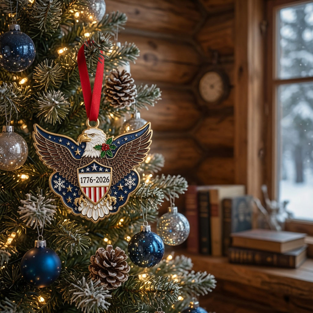 Eagle USA 250th Anniversary Christmas Ornament 1776 2026 Patriotic Merch Xmas Tree Decor Ideas - Kdjoy