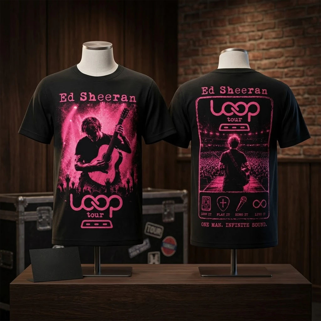 Ed Sheeran Loop Tour 2026 Pink Concert Poster T-Shirt Ed Sheeran Merch Music Lover Gifts - Kdjoy