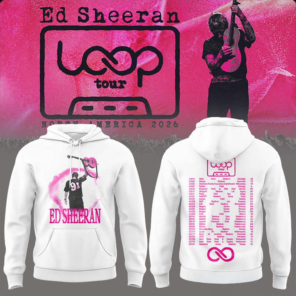Ed Sheeran Loop Tour All Concert 2026 White Hoodie Ed Sheeran Merch Gift For Music Fans - Kdjoy Ed Sheeran Loop Tour All Concert 2026 White Hoodie Ed Sheeran Merch Gift For Music Fans - Kdjoy