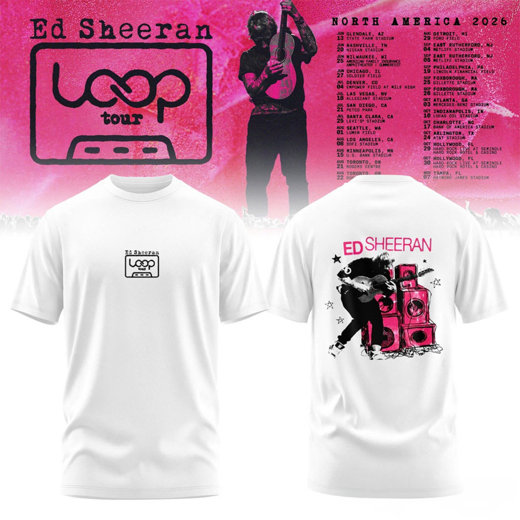 Ed Sheeran Loop Tour North American 2026 White Shirt Ed Sheeran Merch Gift For Music Lovers - Kdjoy