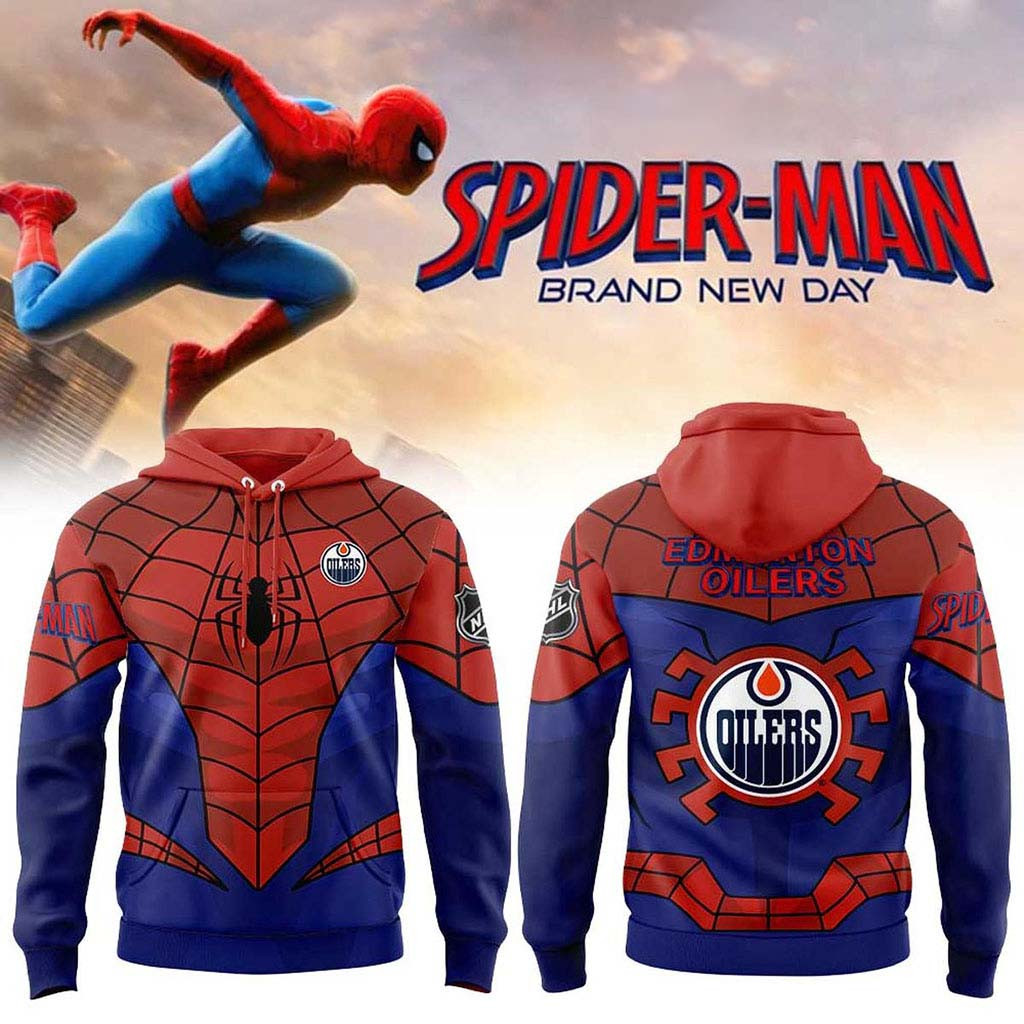 Edmonton Oilers Spider Man 2026 Brand New Day Hoodie Edmonton Oilers Merch Gift For Fans - Kdjoy