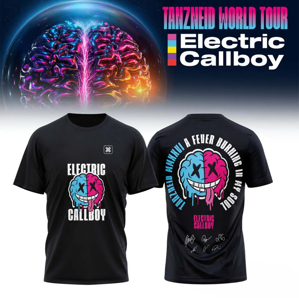 Electric Callboy Tanzneid World Tour Soul Brain Graphic T-Shirt Electric Callboy Merch - Kdjoy