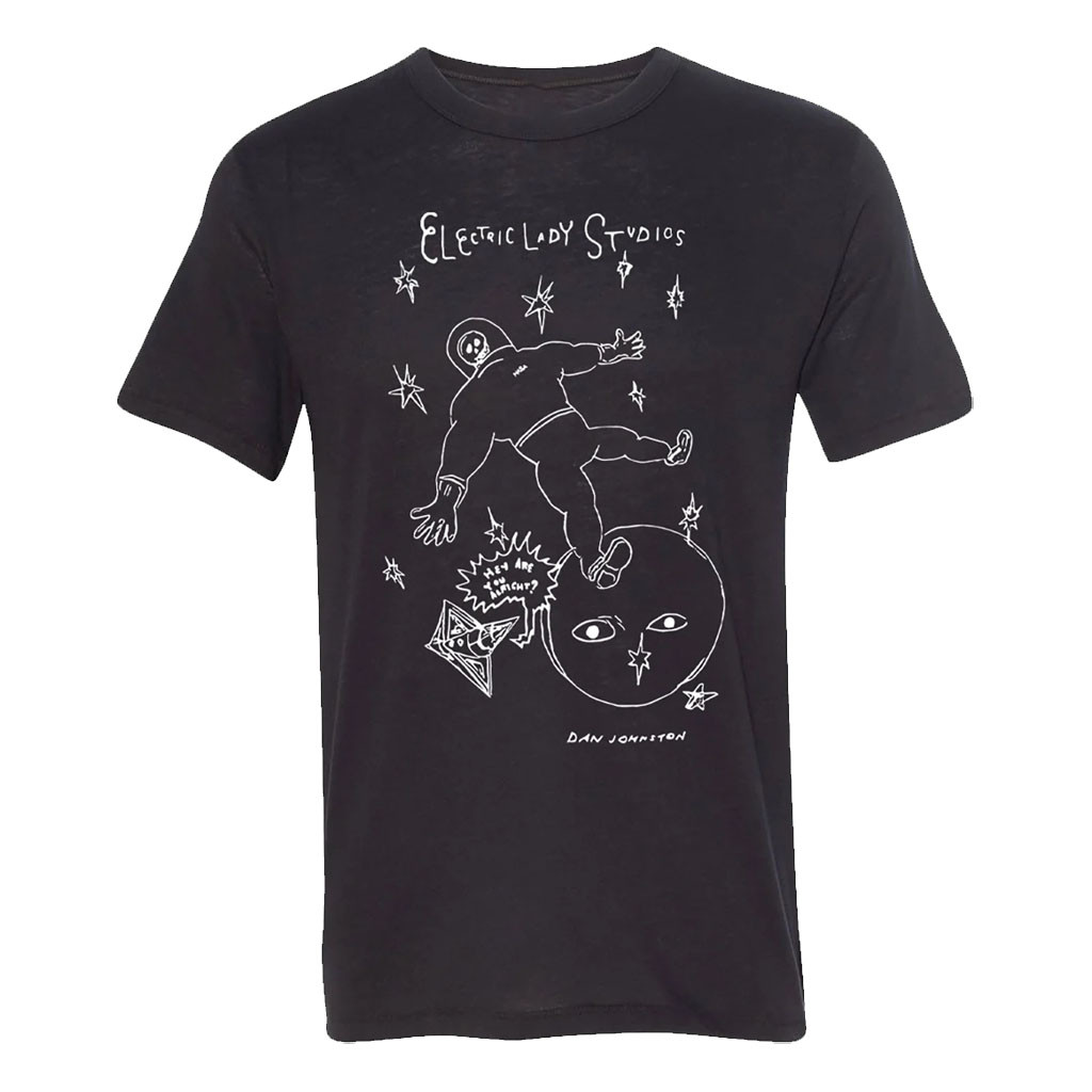 Electric Lady Studios Merch 2026 Daniel Johnston X ELS Lost In Space T-Shirt Black Fan Gifts - Kdjoy