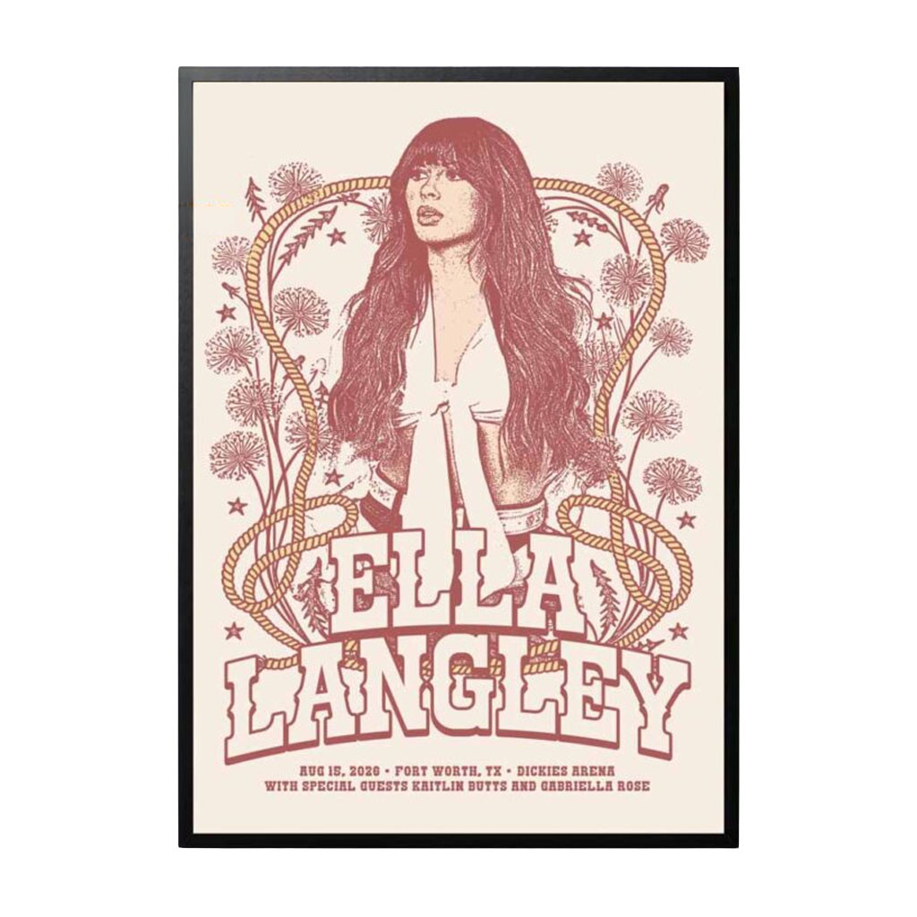 Ella Langley Merch 2026 Dickies Arena Tour Fort Worth Texas August 15th Poster Home Decor