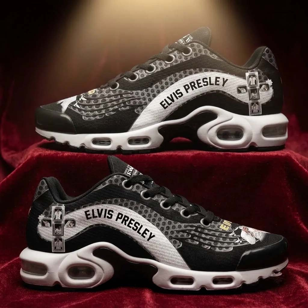 Elvis Presley Black And White Shoes Sneakers 2026 Elvis Presley Merch Music Lover Gift For Him - Kdjoy