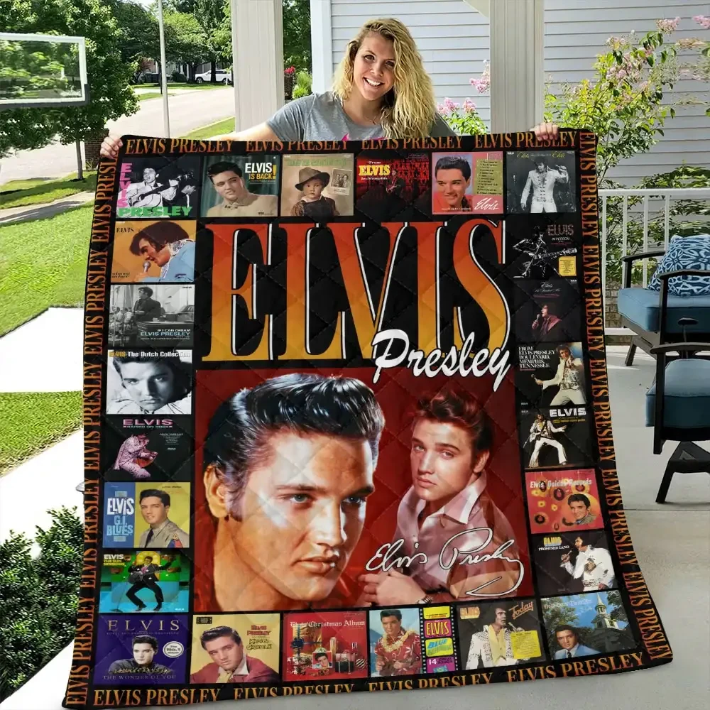 Elvis Presley Merch Forever Elvis 1935 1977 Quilt Blanket Decor Gifts For Music Lovers - Kdjoy