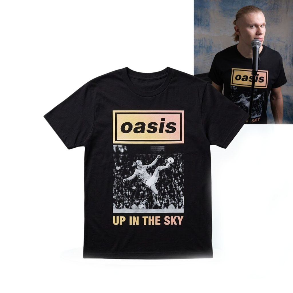 Erling Braut Haaland The Man City X Oasis Shirt 2026 Up In The Sky Shirt Erling Haaland Merch - Kdjoy