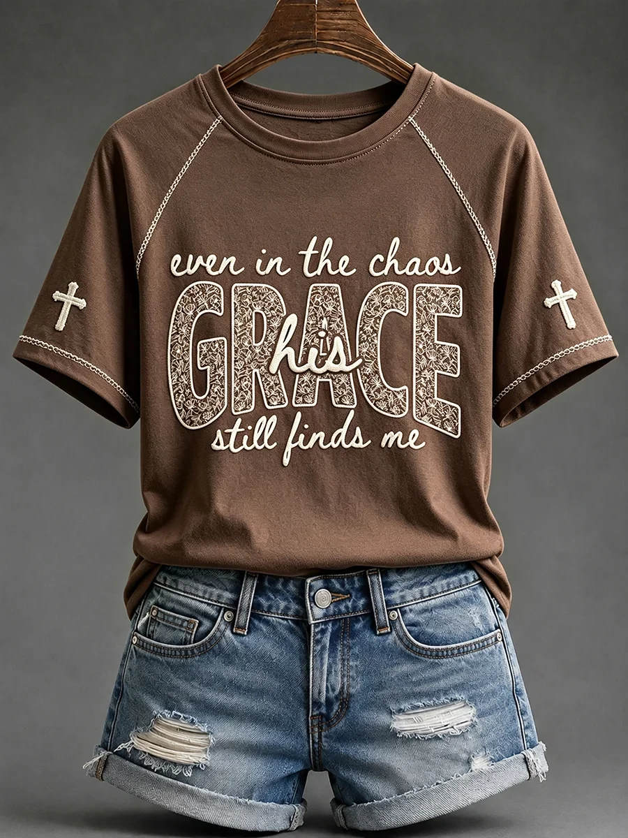 Even In The Chaos His Grace Still Finds Me T-Shirt Faith Based Clothing Gifts For Christ - Kdjoy
