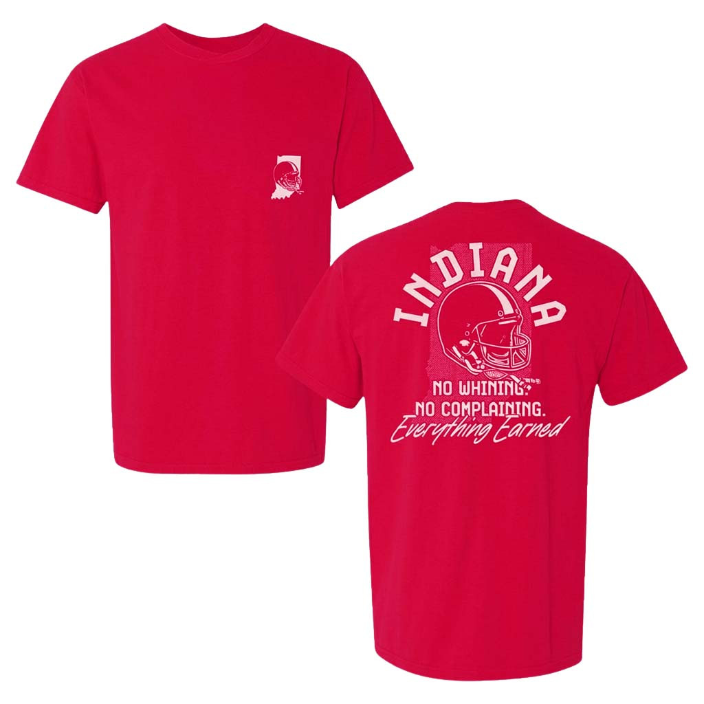 Everything Earned Pocket Indiana Ni Whining No Complaining Shirt Indiana Hoosiers Merch - Kdjoy