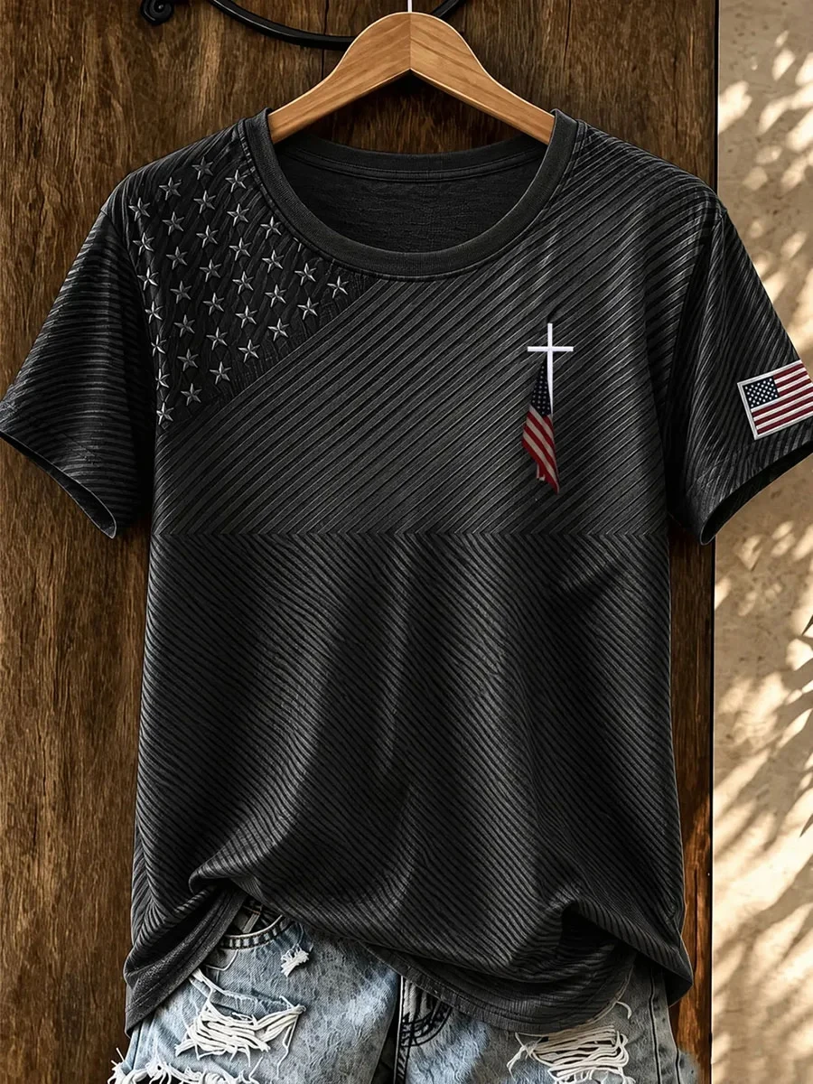 Faith Flag T-Shirt Holy Cross Shirt Faith Clothes Online Christian Gifts For Ladies - Kdjoy