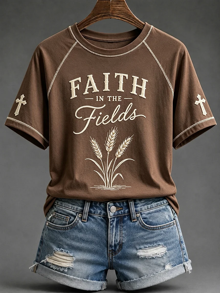 Faith In The Fields T-Shirt Holy Cross Shirt Faith Based Apparel Gifts For Religious - Kdjoy Faith In The Fields T-Shirt Holy Cross Shirt Faith Based Apparel Gifts For Religious - Kdjoy