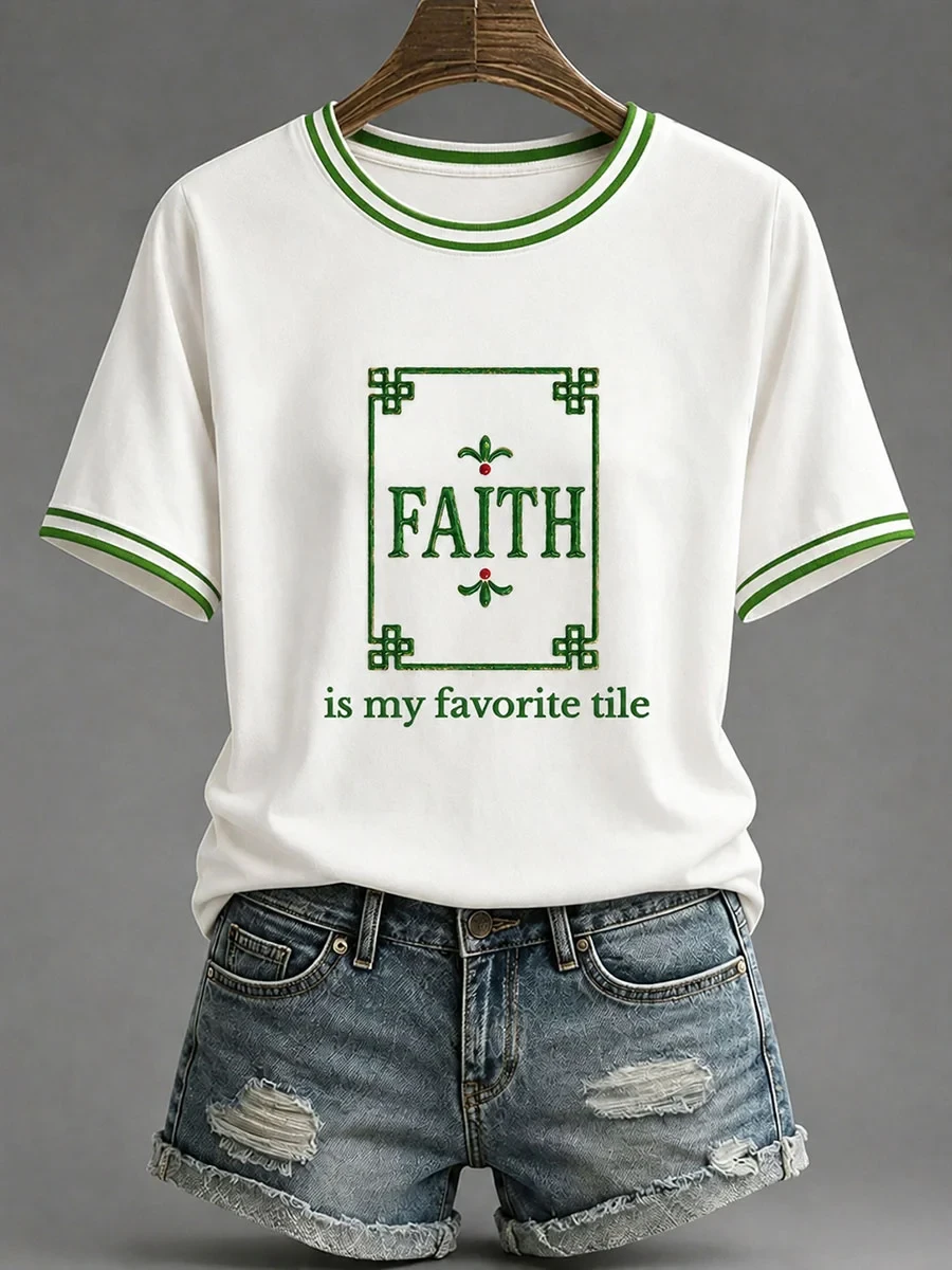 Faith Is My Favorite Tile T-Shirt Faith Religious Shirt Gifts For Your Wife - Kdjoy