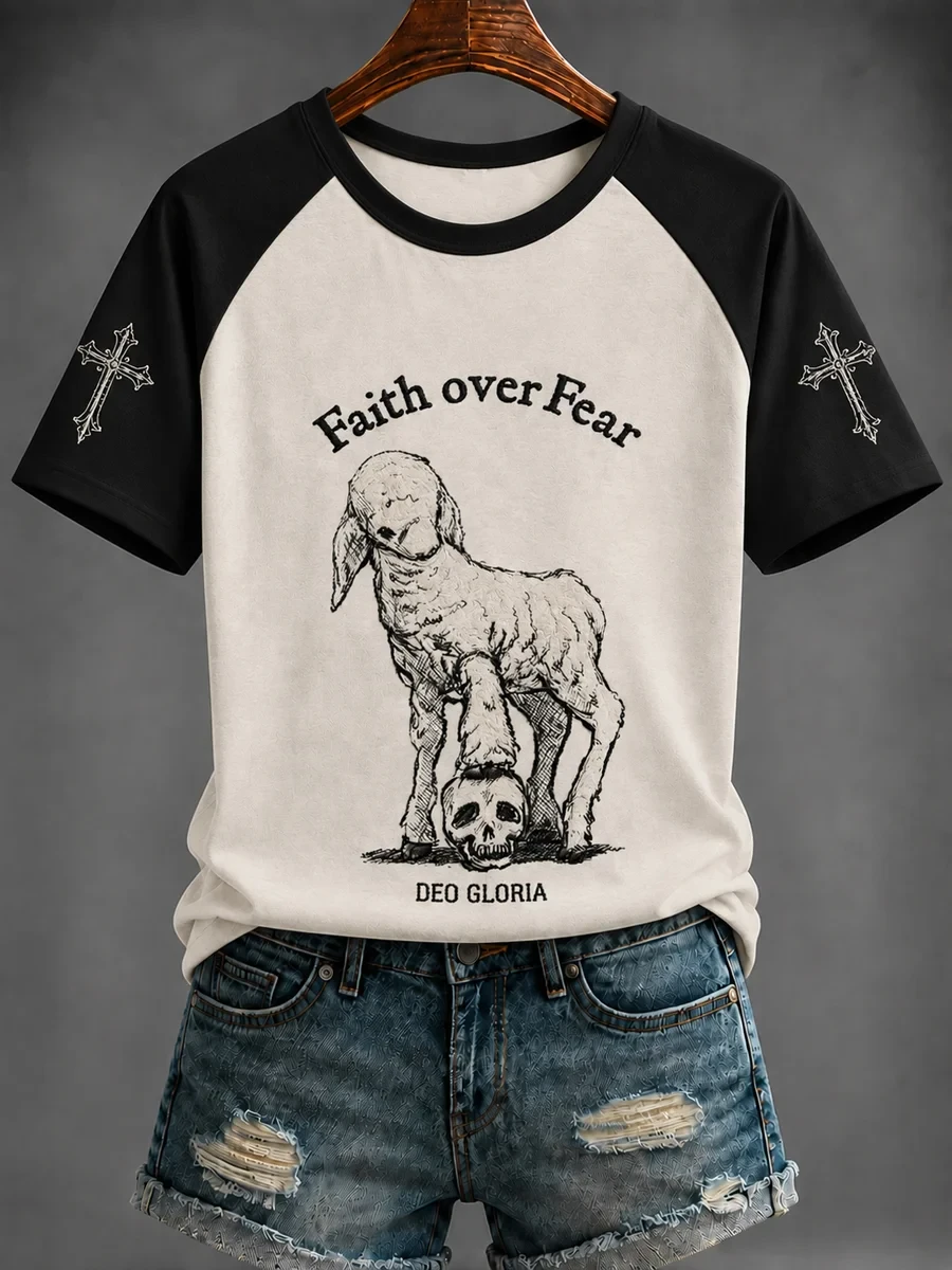 Faith Over Fear Printed T-Shirt Faith Based Clothing Stores Gifts For Church Members - Kdjoy Faith Over Fear Printed T-Shirt Faith Based Clothing Stores Gifts For Church Members - Kdjoy