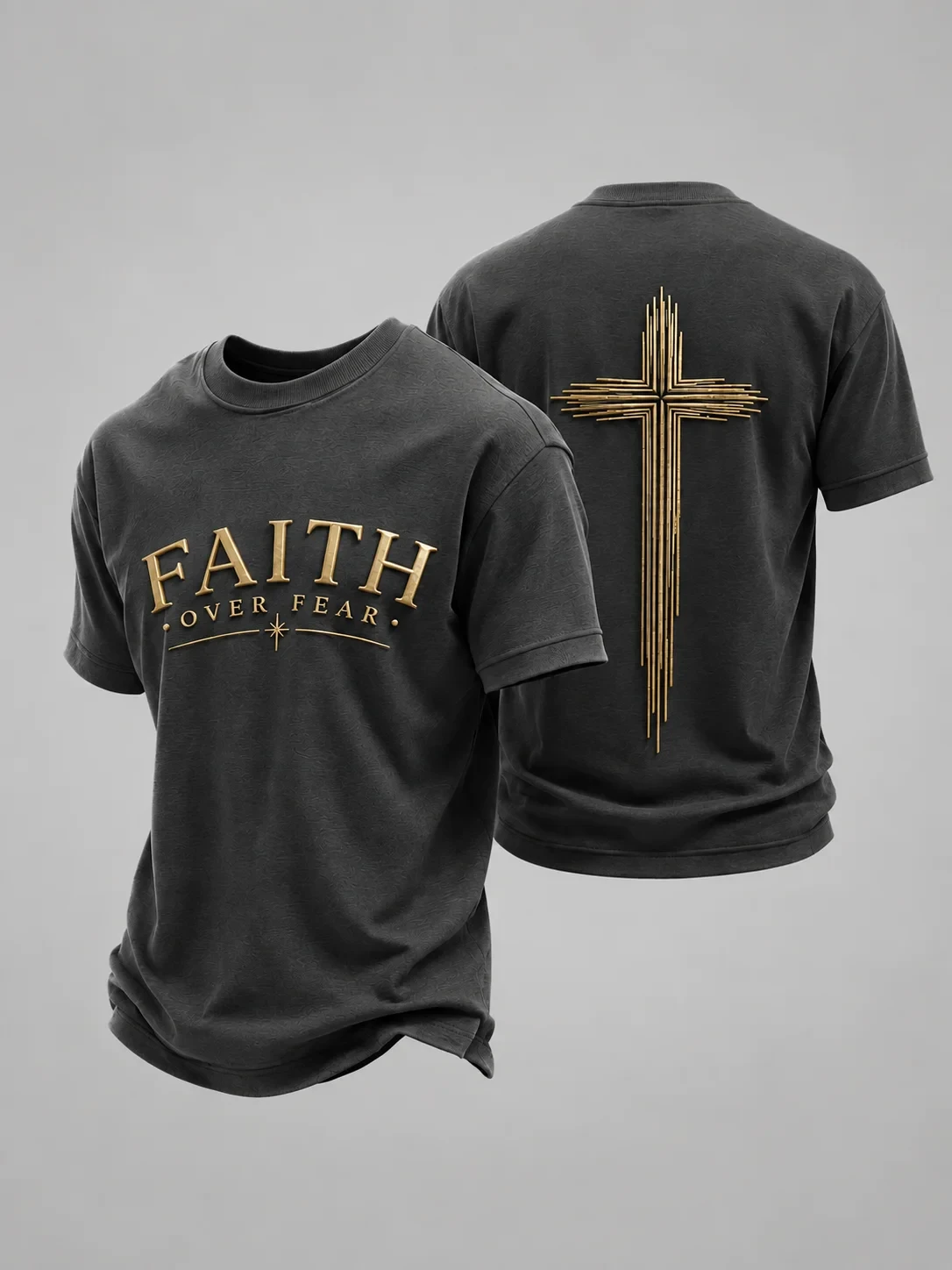 Faith Over Fear T-Shirt Holy Cross Shirt Presents For Christians Gift For Dad - Kdjoy
